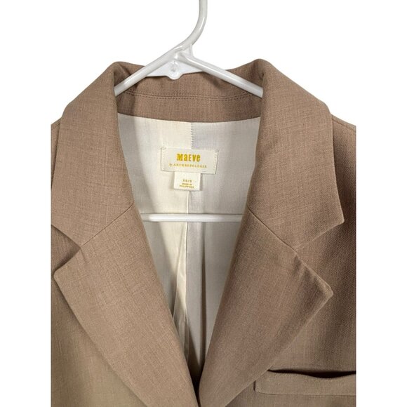 Anthropologie Maeve Oversized Blazer Womens XS/S Jacket Pockets Neutral Beige - Picture 4 of 8